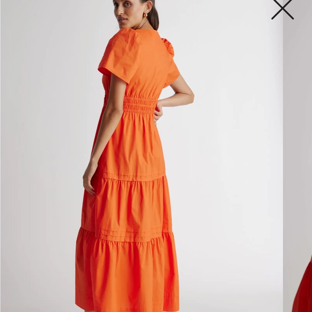 Summer style, elegant and easy, geranium red/orange Maxi Dress, like new - Picture 3 of 6